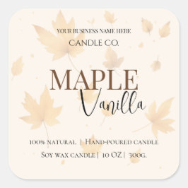 Esdoorn Vanille | Elegant Herfst Soja Kaarslabel Vierkante Sticker