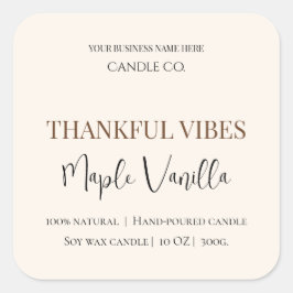 Esdoorn Vanille | Elegant Herfst Sojakaarslabel Vierkante Sticker