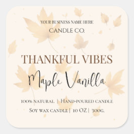 Esdoorn Vanille | Elegant Herfst Sojakaarslabel Vierkante Sticker