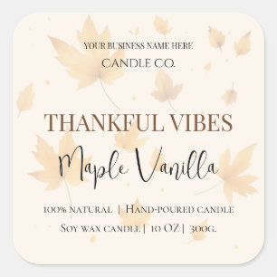 Esdoorn Vanille   Elegant Herfst Sojakaarslabel Vierkante Sticker