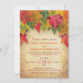 esdoorn verlaat bruiloft uitnodiging Herfst herfst (Voorkant)