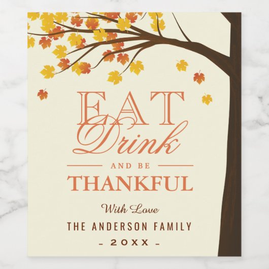 esdoorn verlaat herfstboom Thanksgiving diner guns Wijn Etiket (Enkel label)