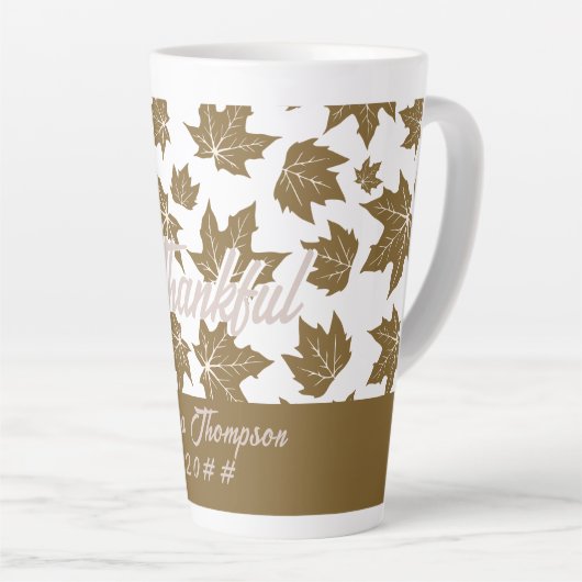 esdoorn vertrekt dankbaar Thanksgiving brunch dine Latte Mok (Rechterhoek)