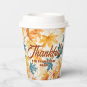 esdoorn vertrekt dankbaar Thanksgiving brunch dine Papieren Bekers (Achterkant)