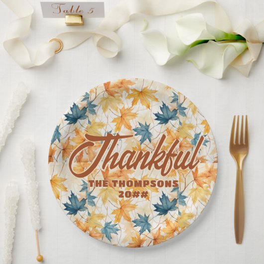 esdoorn vertrekt dankbaar Thanksgiving brunch dine Papieren Bordje (Huwelijk)