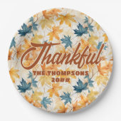 esdoorn vertrekt dankbaar Thanksgiving brunch dine Papieren Bordje (Voorkant)