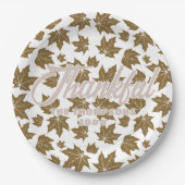 esdoorn vertrekt dankbaar Thanksgiving brunch dine Papieren Bordje (Voorkant)