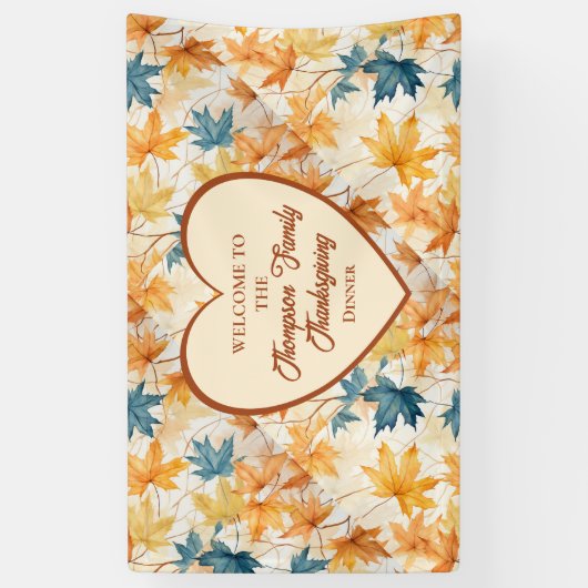 esdoorn vertrekt dankbaar Thanksgiving brunch dine Spandoek (Verticaal)