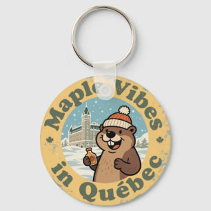 Esdoorn Vibes in Québec met een grappige Bever Sleutelhanger