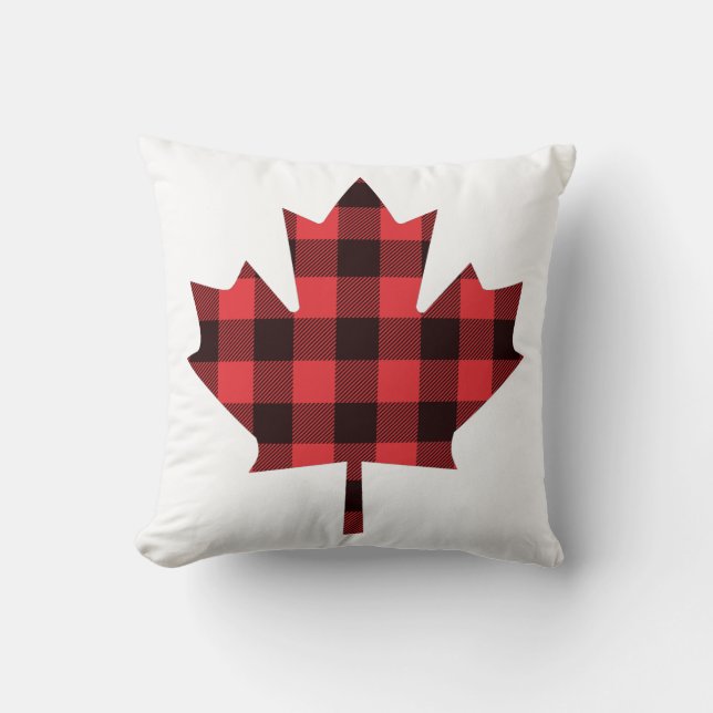 Esdoornblad Buffalo Plaid Rutpatroon Kussen (Voorkant)
