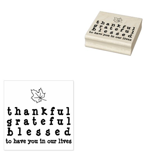 esdoornblad dankbare dankbare gezegende Thanksgivi Rubberstempel (Gestempeld)