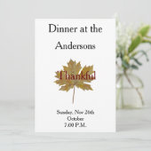 Esdoornblad dankbare herfstkleuren waterverf diner kaart (Staand voorkant)