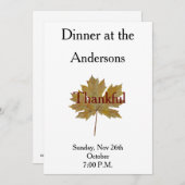 Esdoornblad dankbare herfstkleuren waterverf diner kaart (Voorkant / Achterkant)