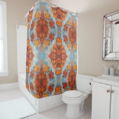 Esdoornblad gespiegelde ontwerppatronen douchegordijn (In situ)