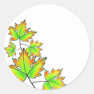 Esdoornblad, groene gele rode bladeren ronde sticker