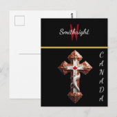 Esdoornblad omarmd door kruis briefkaart (Voorkant / Achterkant)