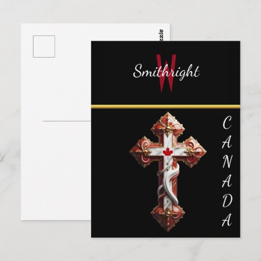 Esdoornblad omarmd door kruis briefkaart (Voorkant / Achterkant)