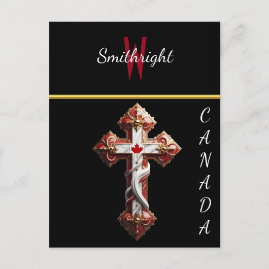 Esdoornblad omarmd door kruis briefkaart (Voorkant)