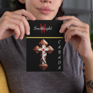 Esdoornblad omarmd door kruis briefkaart