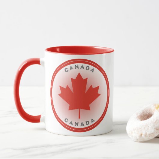 Esdoornblad van Canada in cirkelvorm Mok (Met donut)