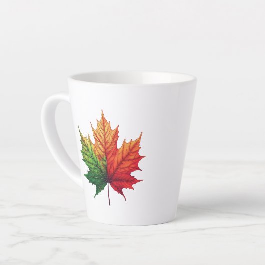 esdoornblad van de Herfst Latte Mok (Linkerhoek)