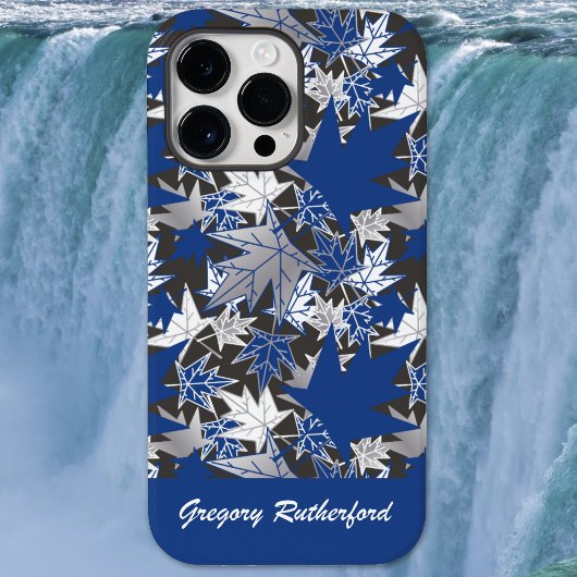 Esdoornbladeren Blauw op Houtskool Telefoonhoes Case-Mate iPhone Case