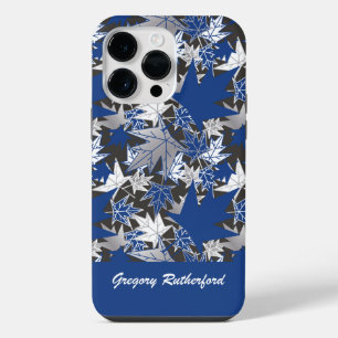 Esdoornbladeren Blauw op Houtskool Telefoonhoes iPhone 14 Pro Max Hoesje
