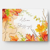 Esdoornbladeren in de herfst met aangepaste tekst  fotoplaat (voorkant)