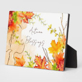 Esdoornbladeren in de herfst met aangepaste tekst  fotoplaat (Zijkant)