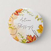 Esdoornbladeren in herfst met aangepaste tekst ronde button 5,7 cm (Voorkant)