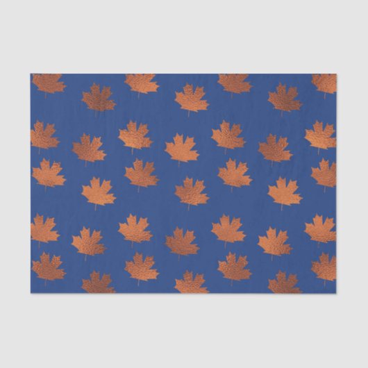 Esdoornbladeren op blauwe achtergrond tissuepapier (Voorkant)
