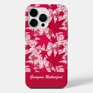 Esdoornbladeren op een roze achtergrond telefoonho iPhone 14 pro max hoesje