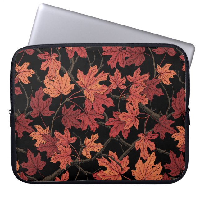 Esdoornbladeren op wit laptop sleeve (Voorkant)