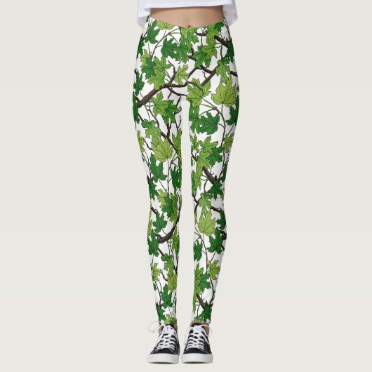 Esdoornbladeren op wit leggings (Voorkant)