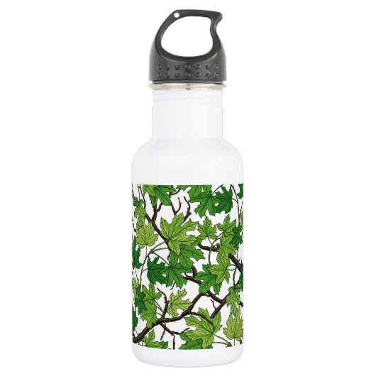 Esdoornbladeren op wit waterfles  (Voorkant)
