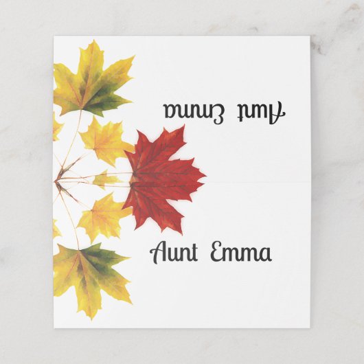  esdoornbladeren plaatskaartje (Buitenkant ongevouwen)