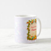 esdoornbladeren, pompoenen en levendige bloemen koffiemok (Voorkant rechts)