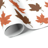 Esdoornbladeren Witte Patroon Cadeaupapier (Rol Hoek)