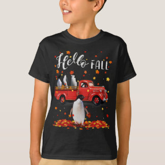 Esdoornpinguïns Leaf Herfst Autumn Red Truck T-shirt