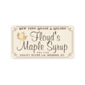 Esdoornsiroop adreslabel met bladgoud op ivoor etiket (Voorkant)