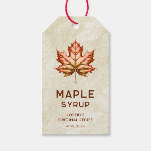 Esdoornsiroop etiket met blad cadeaulabel (Voorkant)