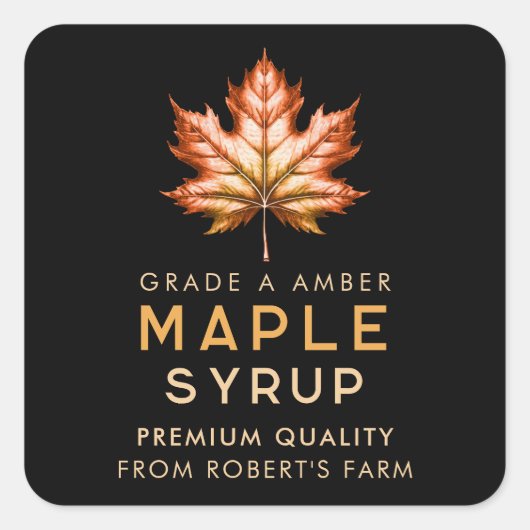 Esdoornsiroop etiket met rood blad (Voorkant)