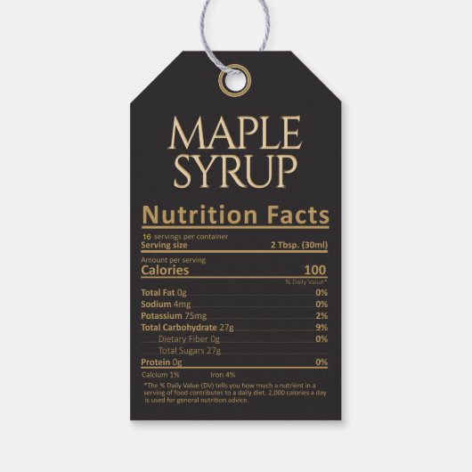 Esdoornsiroop Goud Zwart Esdoornblad Voedingsfeite Cadeaulabel (Achterkant)