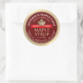 Esdoornsiroop hout gestookte rode banner gouden bl ronde sticker (Tas)