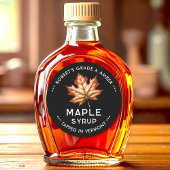 Esdoornsiroop inbliklabel met rood blad ronde sticker