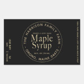 Esdoornsiroop Label Zwart en Goud (Batch en Datum) (Voorkant)