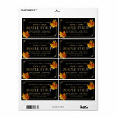 Esdoornsiroop label zwart gouden rand kleurrijk bl (Full Sheet)