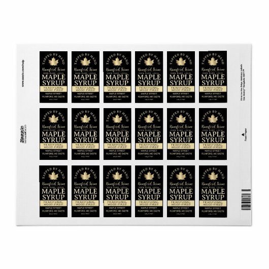 Esdoornsiroop op adres- of verzendlabel Goudblad Etiket (Full Sheet)