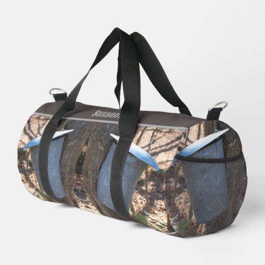 Esdoornsiroop Sap Bucket on Tree Natuur Plunjezak (Rechterhoek)