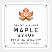 Esdoornsiroop Vierkante Sticker (Voorkant)